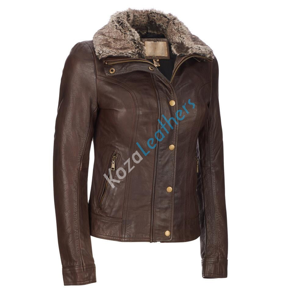 Leathers Women's Real Lambskin Leather Bomber Jacket KW116