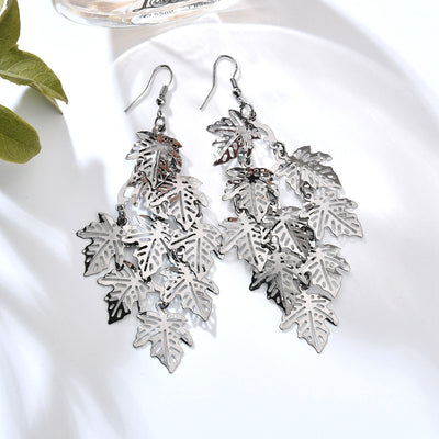 Hollow multi-layer maple leaf earrings