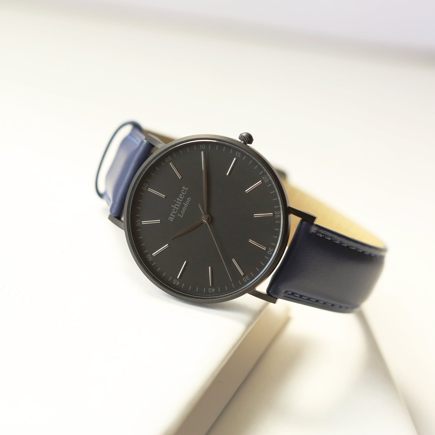 Handwriting Engraving - Men's Minimalist Watch + Admiral Blue Strap