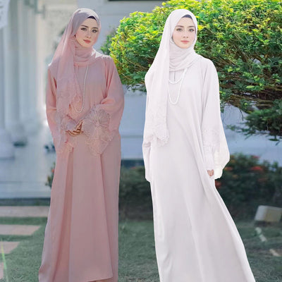 Women's Muslim Robe Malay Indonesian Dress With Headscarf