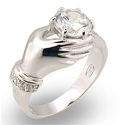 30320 - High-Polished 925 Sterling Silver Ring with AAA Grade CZ  in C