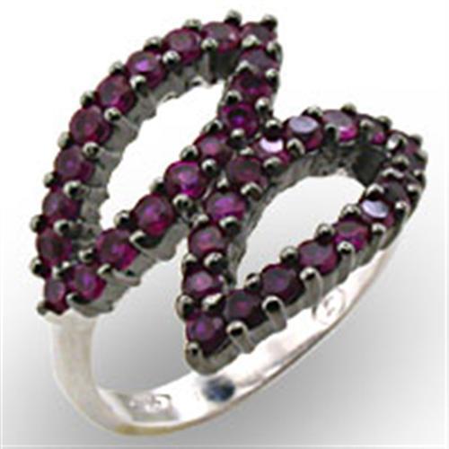 32512 - Rhodium + Ruthenium 925 Sterling Silver Ring with Synthetic