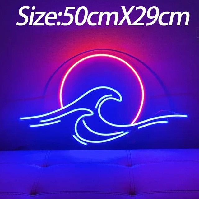 Neon Sign Mountain and Flow Water Led Lamp