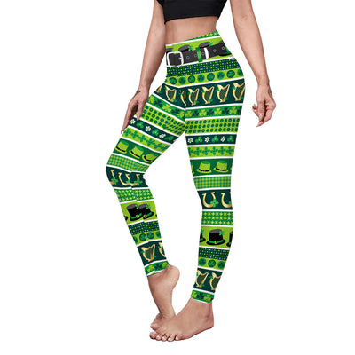 Saint Patrick's Day Costume Digital Printed With Hip Lifting Fitness Pants