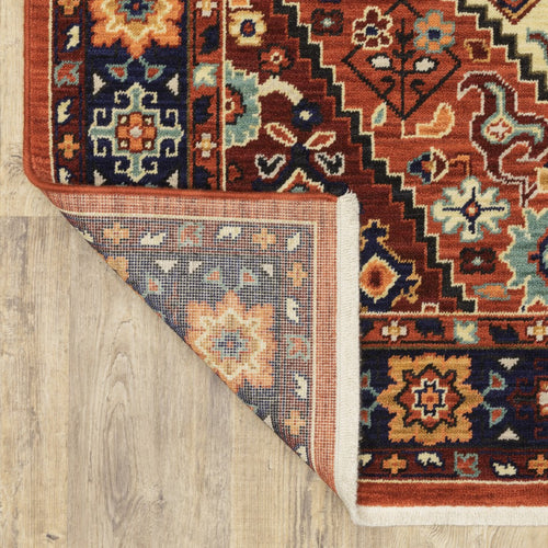 5inches x 8inches Red Blue Machine Woven Oriental Indoor Area Rug
