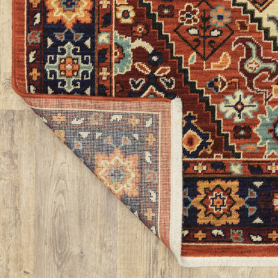 5inches x 8inches Red Blue Machine Woven Oriental Indoor Area Rug