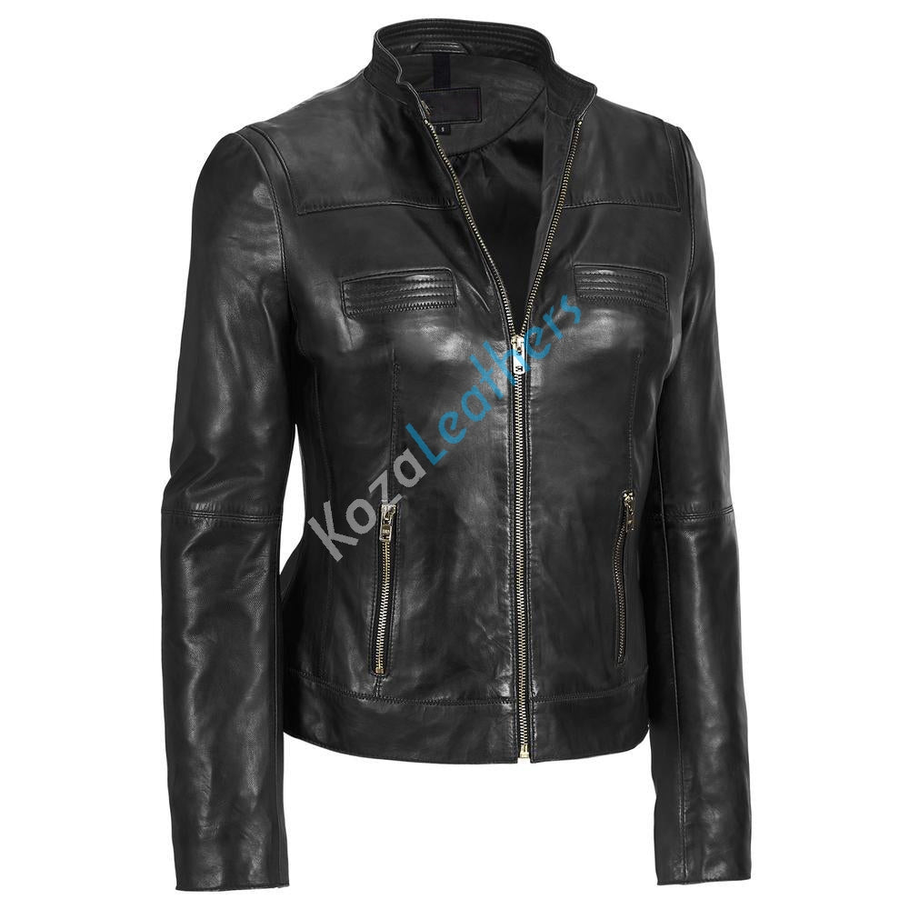 Leathers Women's Real Lambskin Leather Bomber Jacket KW126