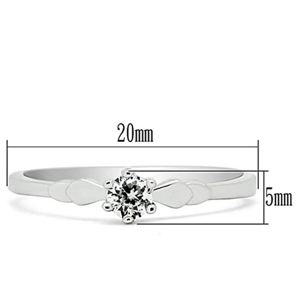 3W110 - Rhodium Brass Ring with AAA Grade CZ  in Clear