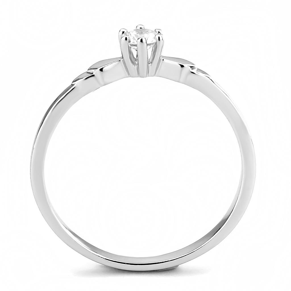 3W110 - Rhodium Brass Ring with AAA Grade CZ  in Clear