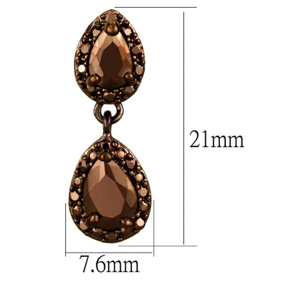 3W1117 - IP Coffee light Brass Earrings with AAA Grade CZ  in Light Co