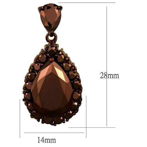 3W1134 - IP Coffee light Brass Earrings with AAA Grade CZ  in Light Co