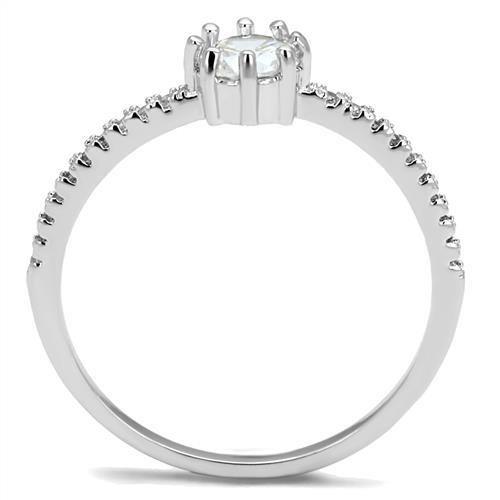 3W1233 - Rhodium Brass Ring with AAA Grade CZ  in Clear