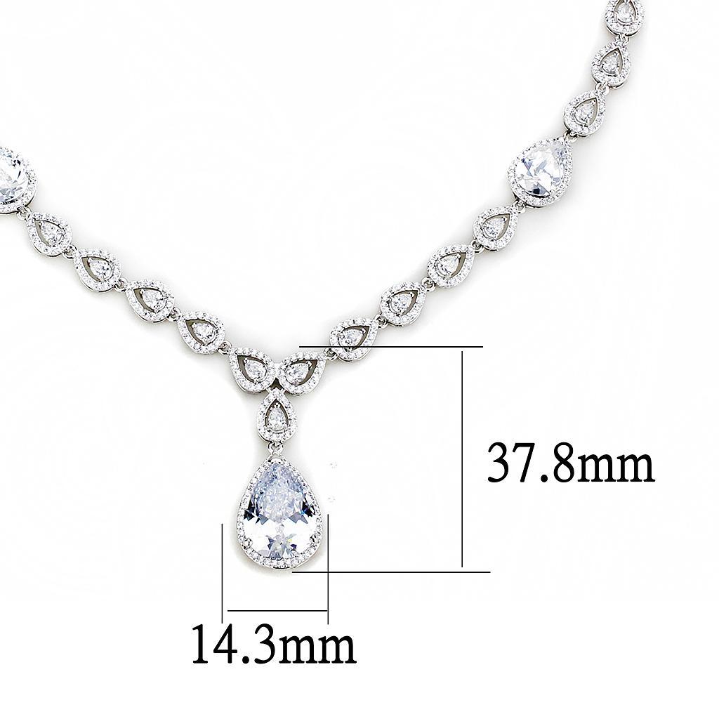 3W1427 - Rhodium Brass Jewelry Sets with AAA Grade CZ  in Clear