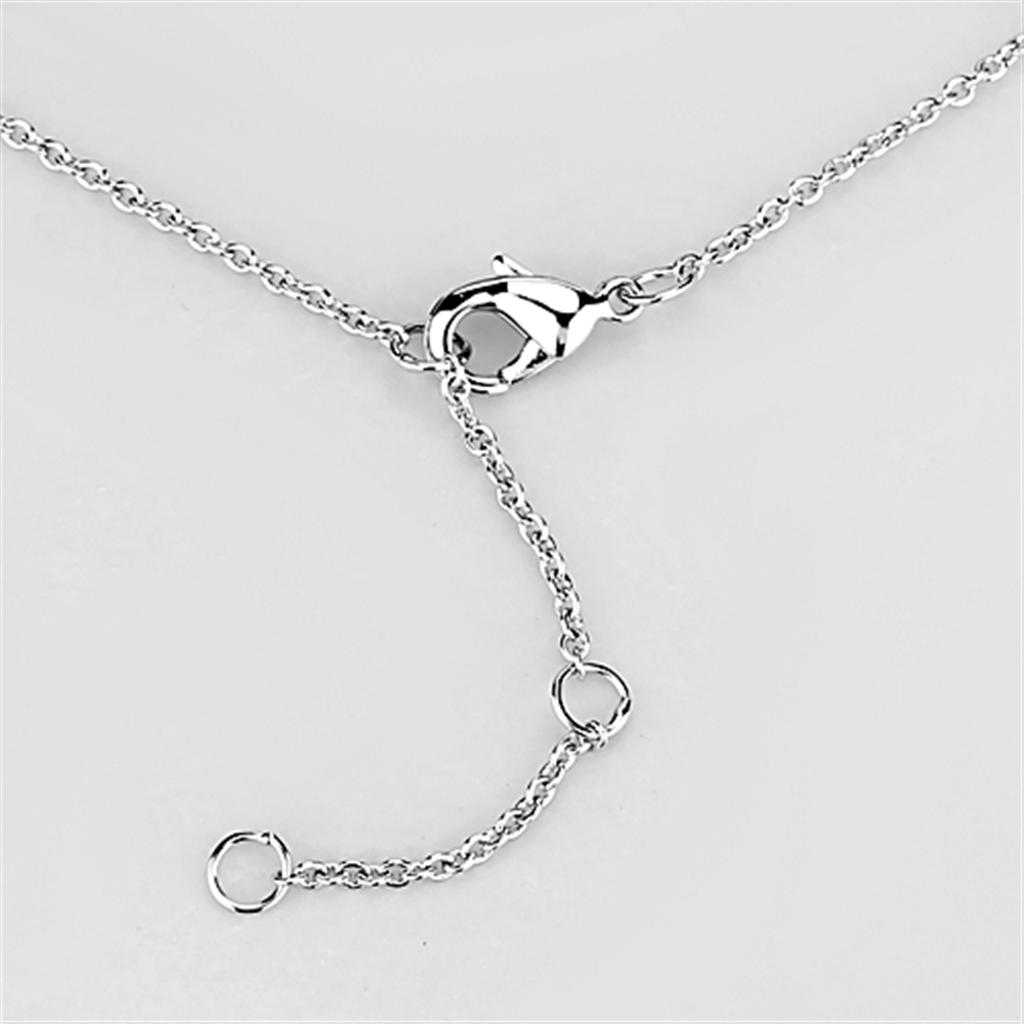 3W441 - Rhodium + Ruthenium Brass Necklace with AAA Grade CZ  in Black