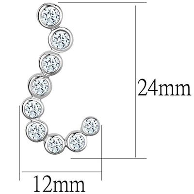 3W624 - Rhodium Brass Earrings with AAA Grade CZ  in Clear