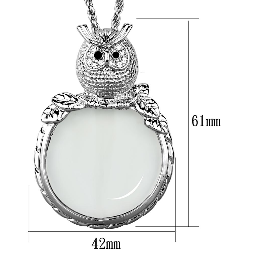 3W917 - Rhodium Brass Magnifier pendant with Top Grade Crystal  in