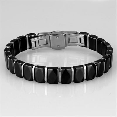 3W990 - High polished (no plating) Stainless Steel Bracelet with Ceram