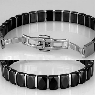 3W990 - High polished (no plating) Stainless Steel Bracelet with Ceram