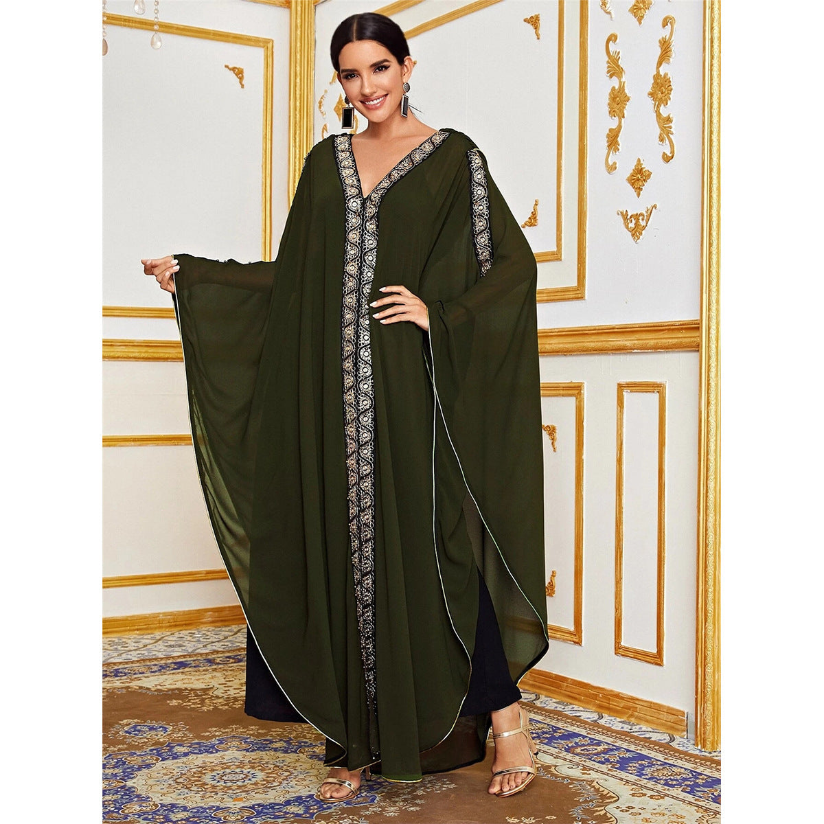 New Fashion Elegant Loose Muslim Robe Dress