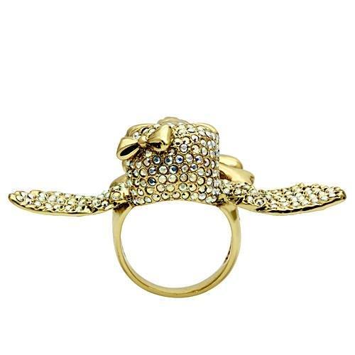 3W005 - Gold White Metal Ring with Top Grade Crystal  in Aurora