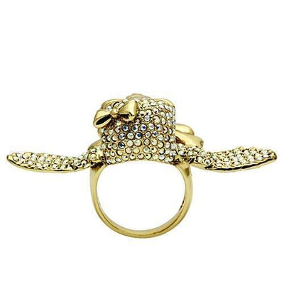 3W005 - Gold White Metal Ring with Top Grade Crystal  in Aurora