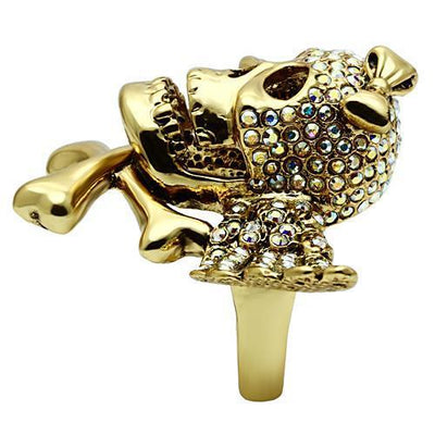 3W005 - Gold White Metal Ring with Top Grade Crystal  in Aurora