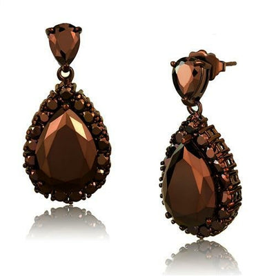 3W1134 - IP Coffee light Brass Earrings with AAA Grade CZ  in Light Co