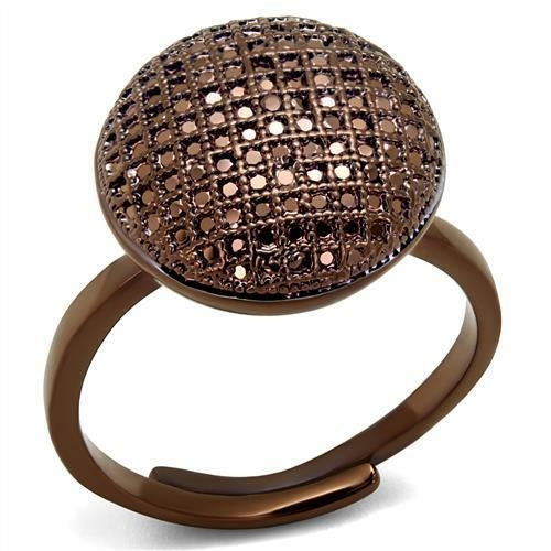 3W1178 - IP Coffee light Brass Ring with AAA Grade CZ  in Light Coffee