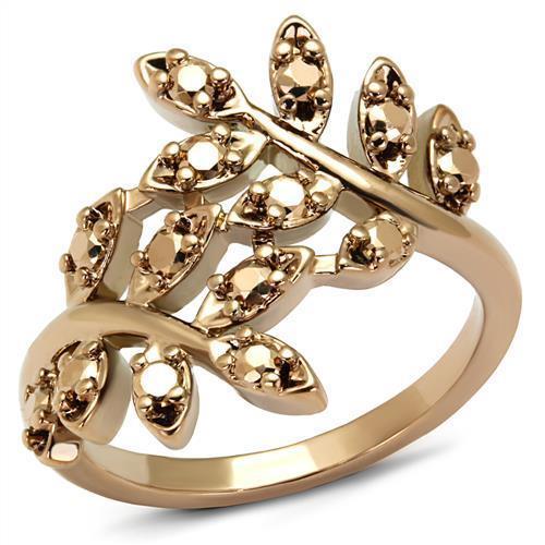 3W1194 - IP Rose Gold(Ion Plating) Brass Ring with AAA Grade CZ  in Me