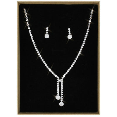 3W1428 - Rhodium Brass Jewelry Sets with AAA Grade CZ  in Clear