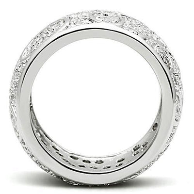 3W159 - Rhodium Brass Ring with AAA Grade CZ  in Clear