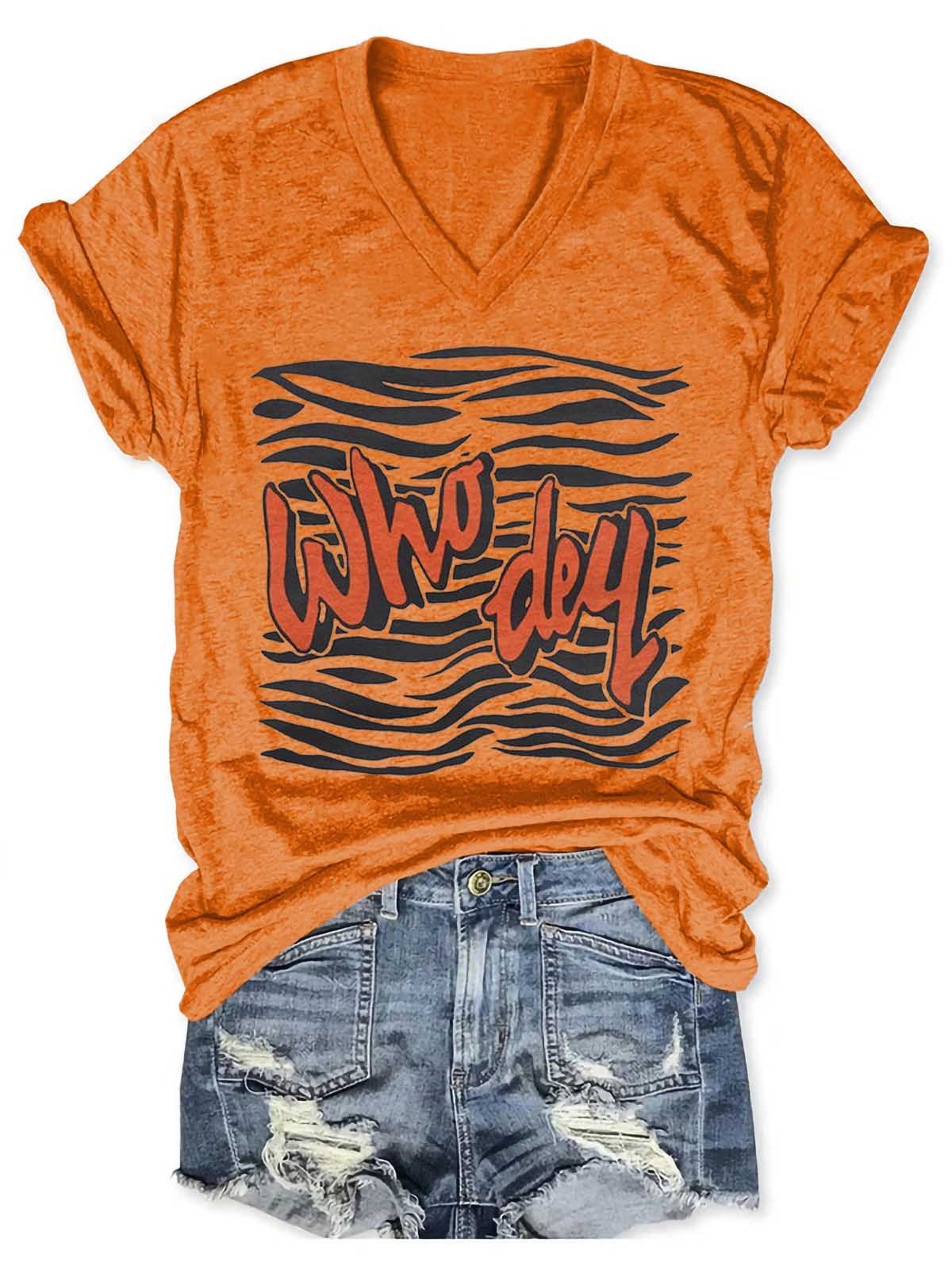 Women Who Dey Tiger V-Neck Shirt