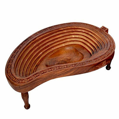 Handmade Collapsible Foldable Wooden Fruit Basket Serving Bowl