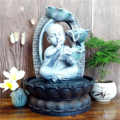 Buddha Statue Water Decoration Zen Fountain Fortune