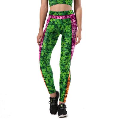 Saint Patrick's Day Digital Printing Festival Tank Top Bottom Yoga Suit Set For Women