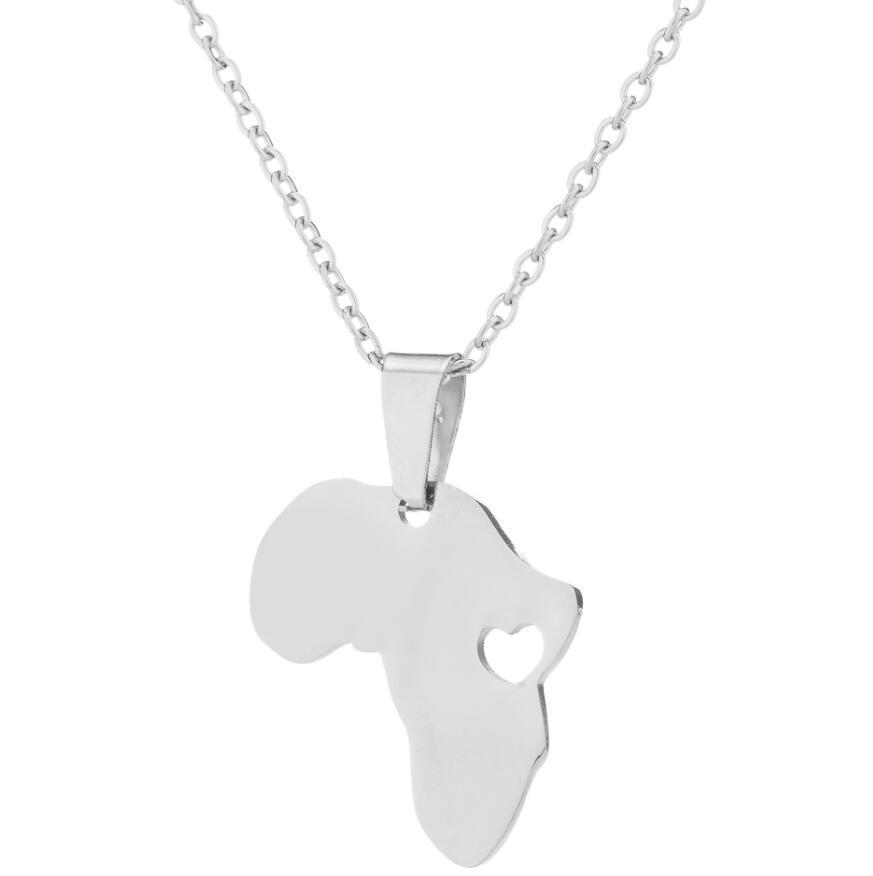 Stainless Steel Africa Map Necklace