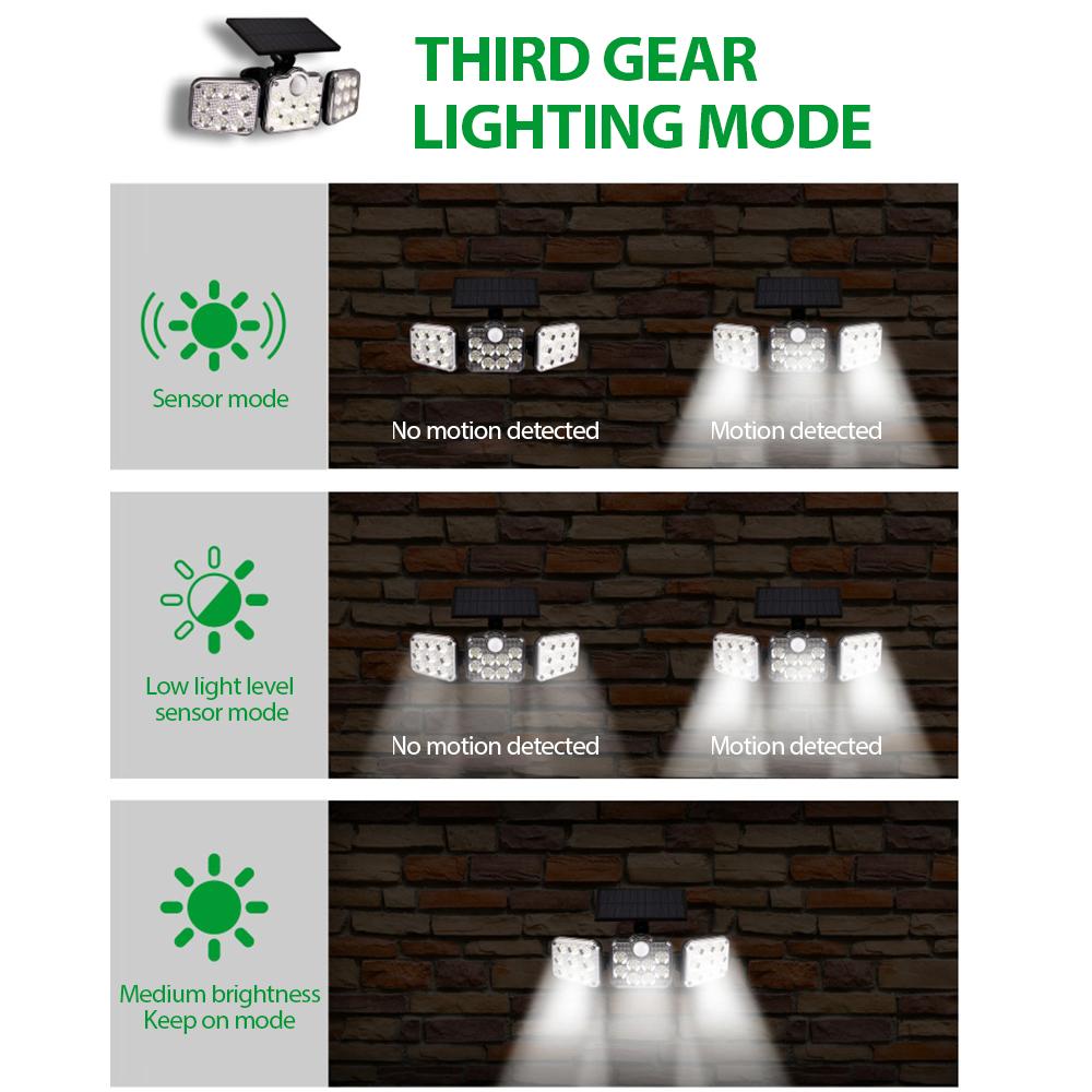 3 Adjustable Heads 270° Wide Angle Illumination Solar Lights Outdoor