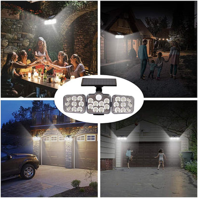 3 Adjustable Heads 270° Wide Angle Illumination Solar Lights Outdoor