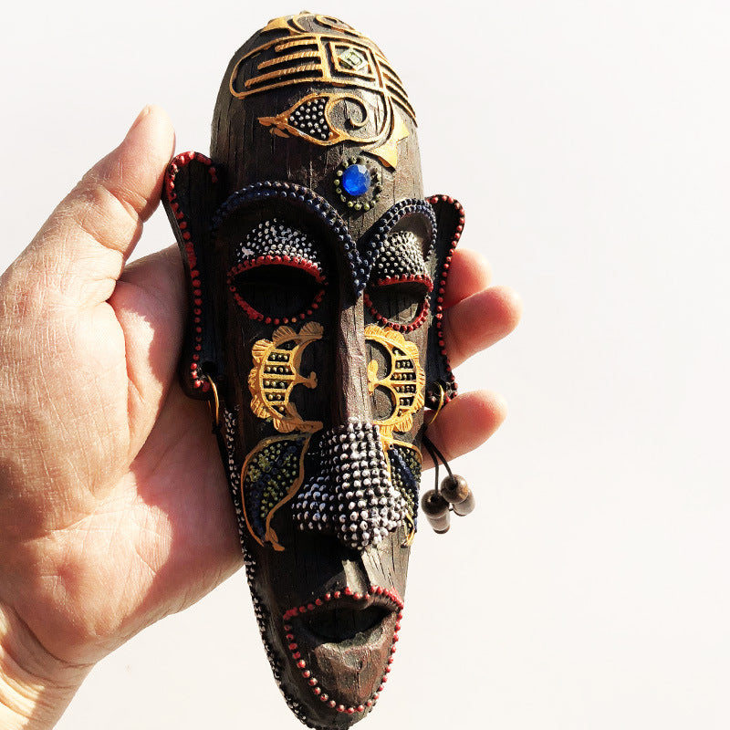 African Style Ornaments South Africa Kenya Creative Mask Pendant Hand Painting Resin Crafts