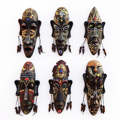 African Style Ornaments South Africa Kenya Creative Mask Pendant Hand Painting Resin Crafts