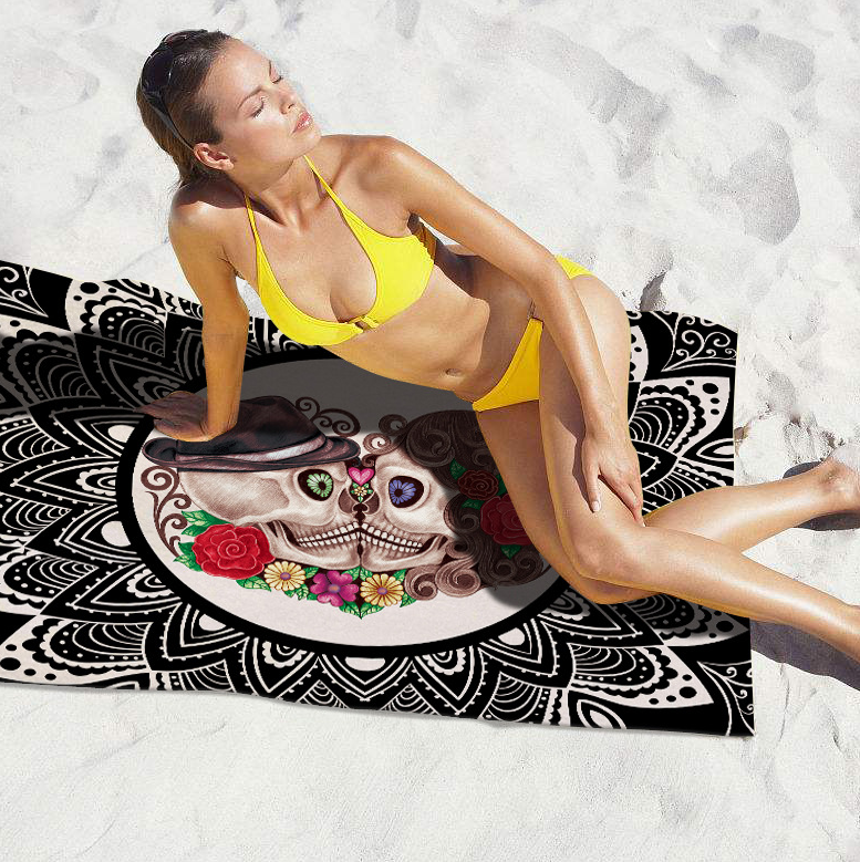 Square microfiber printed beach towel taro beach towel