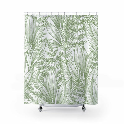 Green Leaves Outline Shower Curtain