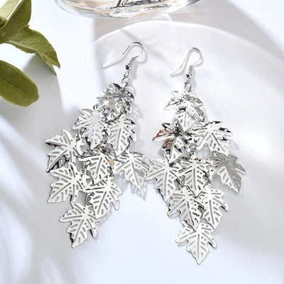 Hollow multi-layer maple leaf earrings