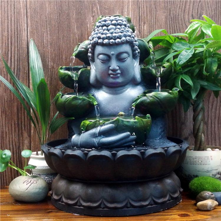 Buddha Statue Water Decoration Zen Fountain Fortune