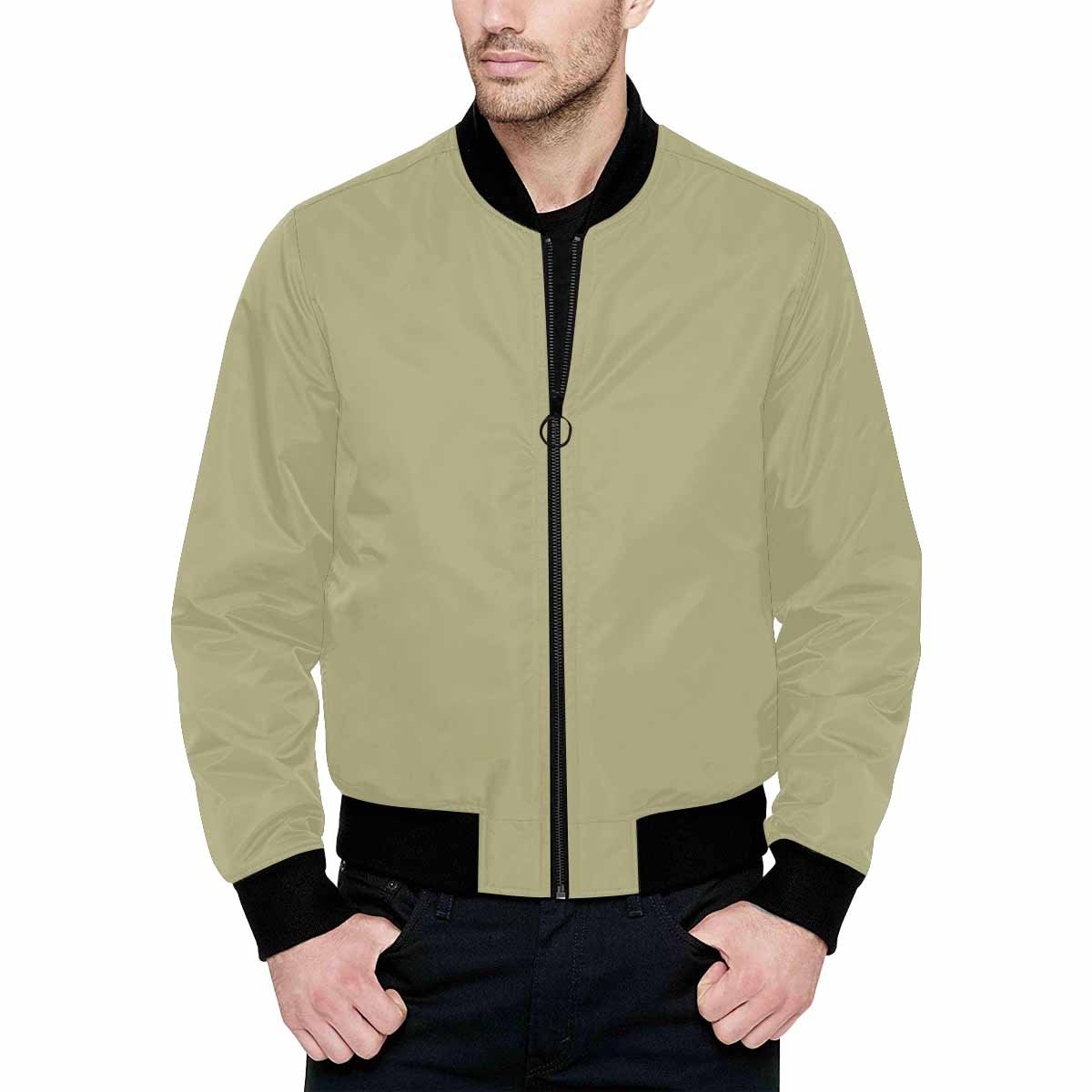 Mens Jacket, Sage Green And Black Bomber Jacket