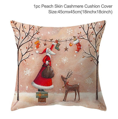 Christmas Elk Tree Cushion Cover