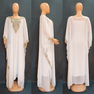 European And American Embroidery Lace Muslim Robe Dress