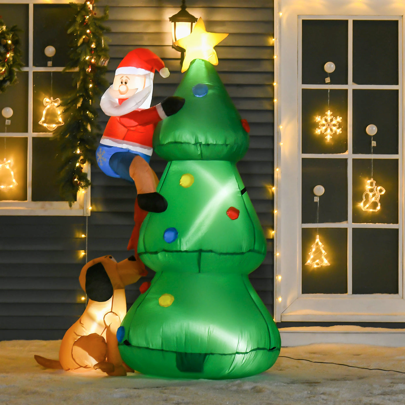 HOMCOM 5.9ft Inflatable Christmas Tree, LED Lighted with Santa Claus