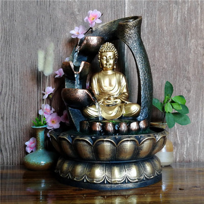 Buddha Statue Water Decoration Zen Fountain Fortune