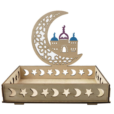 Wooden Ornament Eid Al Fitr Table Decoration Tray